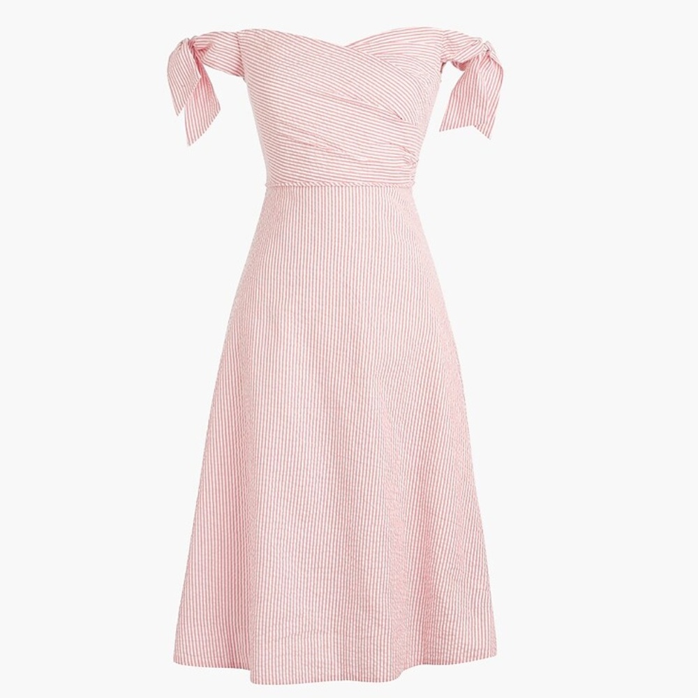 J. CREW Pink Stripe Tie-Shoulder Dress SZ 00P